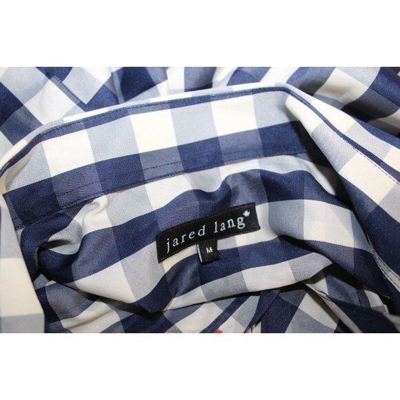 Jared Lang Men's Blue White Check Long Sleeve Button Up Shirt M - Picture 6 of 6